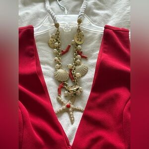 Lilly Pulitzer Gold and Coral Starfish Charm Necklace